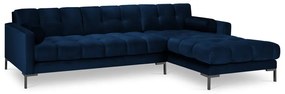 Divano angolare in velluto blu scuro, angolo destro Bali - Cosmopolitan Design