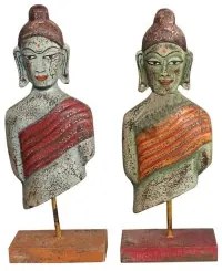 Statua Decorativa DKD Home Decor Buddha Ferro Legno di mango Orientale (18 x 9 x 47 cm) (2 Unità)