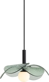 Lampada a sospensione di design nera con vetro verde - Kemner