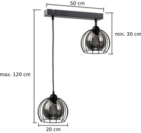 Lampadario a sospensione con filo SOLO BLACK 2xE27/60W/230V