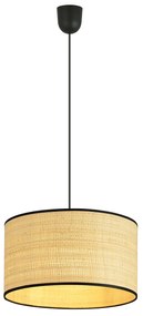 Sospensione Nordica 1 Luce Drago In Acciaio Nero E Rattan
