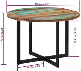 Tavolo da Pranzo 110x75 cm in Legno Massello di Recupero