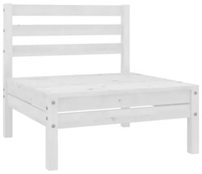 Set Divani da Giardino 7 pz Bianco in Legno Massello di Pino