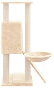 Albero per gatti con tiragraffi in sisal crema 96 cm