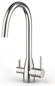 Rubinetto da cucina fisso a collo di cigno RX 3 vie  in acciaio inox argento spazzolato opaco CULLIGAN