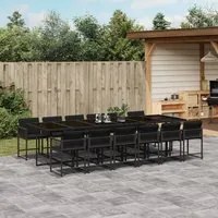 Set da Pranzo da Giardino 13pz con Cuscini Nero in Polyrattan 3211483