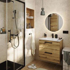 Mobile bagno sospeso con lavabo L 60 x H 57,7 x P 45 cm rovere rustico truciolare 2 cassetti | Remix