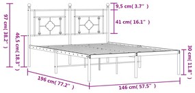 Giroletto con Testiera in Metallo Nero 140x190 cm