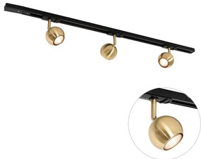 Sistema di illuminazione a binario moderno con 3 faretti oro monofase - Iconic Gissi