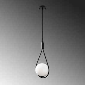 Lampadario nero con paralume in vetro Sessiz – Opviq lights