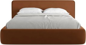 Letto matrimoniale imbottito in terracotta con vano contenitore con griglia da 160x200 cm Kiana - Makamii