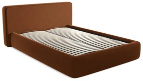 Letto matrimoniale imbottito in terracotta con contenitore con griglia 140x200 cm Kiana - Makamii