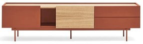 Tavolo TV in rovere color mattone naturale 180x45 cm Otto - Teulat