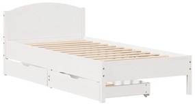 Letto senza materasso bianco 75x190 in legno massello di pino