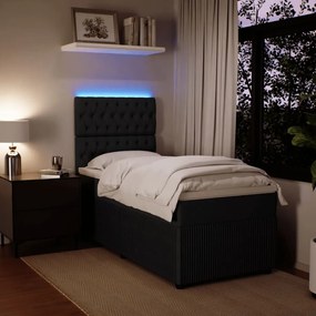 Giroletto a molle con materasso nero 90x190 cm in velluto