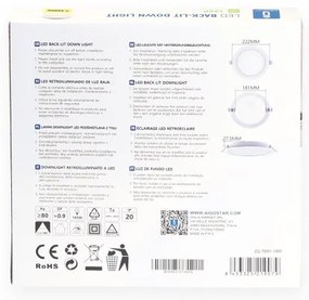 Aigostar - Faretto da incasso LED/18W/230V 3000K Ø 22,2 cm bianco