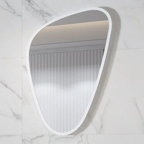 Kamalu - specchio bagno led 65x100 cm forma a goccia cornice bianca | kam-el6500b