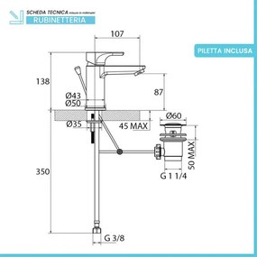 Set miscelatore lavabo bidet e doccia ad incasso con deviatore cromo lucido con piletta - Zyra