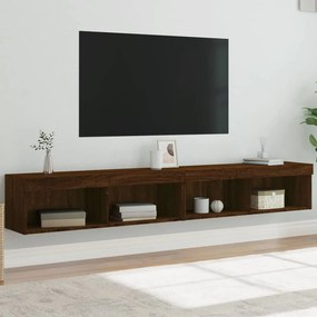 Mobili porta tv con luci led 2 pz rovere marrone 100x30x30 cm