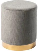 Flu Pouf da camera in velluto a coste grigio chiaro con base oro 36x40 cm