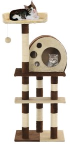Albero per gatti con tiragraffi in sisal 127 cm beige e marrone