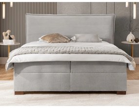Letto boxspring grigio chiaro con contenitore 200x200 cm Lysa – Ropez