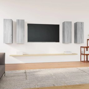 Mobili Tv 4 Pz Grigio Sonoma 30,5x30x90 Cm İn Legno Multistrato /