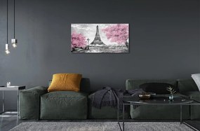 Quadro in vetro Parigi alberi primavera 100x50 cm