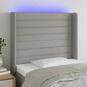 Testiera A Led Grigio Chiaro 103x16x118/128 Cm İn Tessuto /