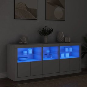 Credenza con luci led bianca 162x37x67 cm