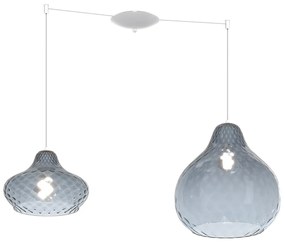 Lampadario Contemporaneo Dress Metallo Bianco Vetro Blu 2 Luci E27