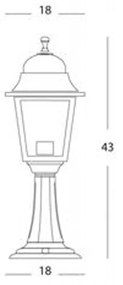 Paletto Da Cancello Contemporaneo Old Alluminio E Vetro Nero 1 Luce E27