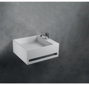 Lavabo Sospeso Con Barra Portasalviette 50x46 Cm "Mercurio" Bianco Opaco