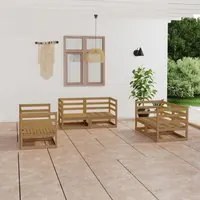 Set Divani da Giardino 6 pz Miele in Legno Massello di Pino 3075442