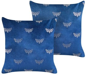 Set di 2 cuscini velluto blu e argento 45 x 45 cm YUZURI Beliani
