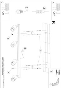 Sollux SL.1072 - Faretto NERO 4xGU10/40W/230V nero/oro