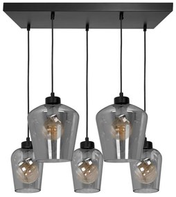 Lampadario su fune SANTIAGO 5xE27/60W/230V nero