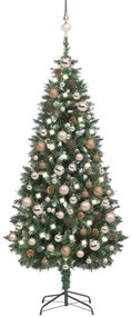 Albero di Natale Preilluminato con Palline e Pigne, Albero di Natale Preilluminato con Palline e Pigne 180 cm IV