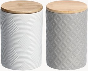 Set di 6 barattoli in ceramica con coperchio in bambù Carol, 720 ml
