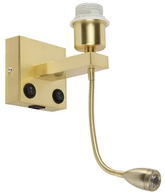 Applique Art Déco oro con USB e braccio flessibile - Brescia Combi