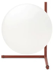 FLOS IC T2 Low Lampada da tavolo 30 cm a luce diffusa in ottone spazzolato Rosso burgundy