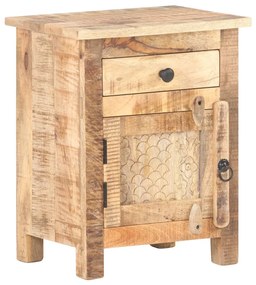 Comodino 40x30x50 Cm İn Legno Massello Di Mango Grezzo /