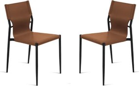 Sedia in simil cuoio Marrone con struttura in metallo Nero SVEVA 2 sedie