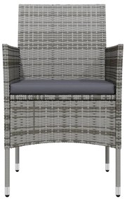 Set da pranzo da giardino 5 pz con cuscini grigio e nero