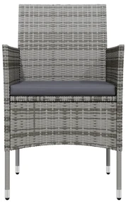 Set da pranzo da giardino 5 pz con cuscini grigio e nero