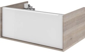 Mobile da bagno sotto lavabo SENSEA Neo bianco, grigio e quercia laccato lucido L 75 x H 32 x P 48 cm 1 cassetto, lavabo non incluso