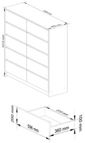 Cassettiera Credenza 120x40x120 Cm 10 Cassetti Artika Bianco Opaco