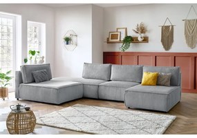 Divano angolare in velluto a coste variabile grigio chiaro Nihad modular - Bobochic Paris