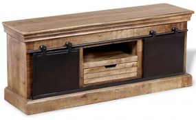 Mobile Tv 2 Porte Scorrevoli Legno Massello Mango 110x30x45 Cm /