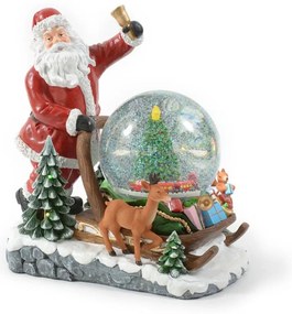 Figura natalizia multicolore Babbo Natale con slitta L 30 x P 25 x H 32 cm
